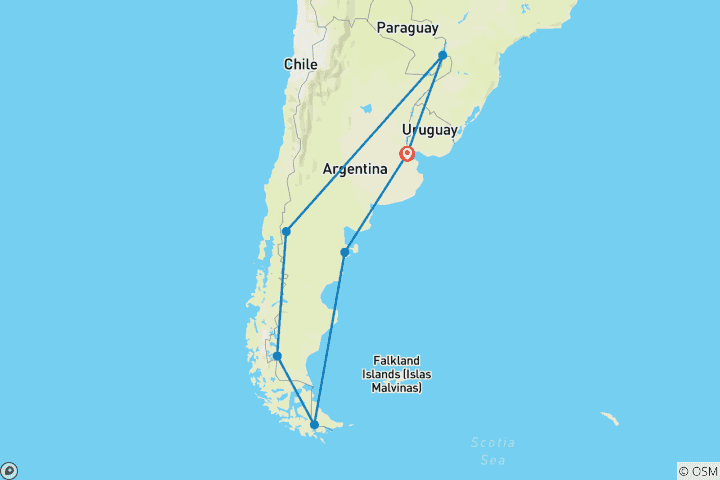 Map of The Great Tour To Argentina - 18-night Tour