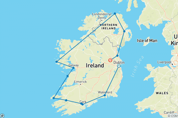 Map of Irish Odyssey - 12 Days/11 Nights