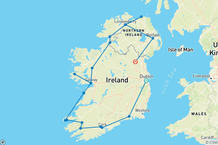 Mapa de Odisea de Irlanda - 12 días / 11 noches (20 destinations)