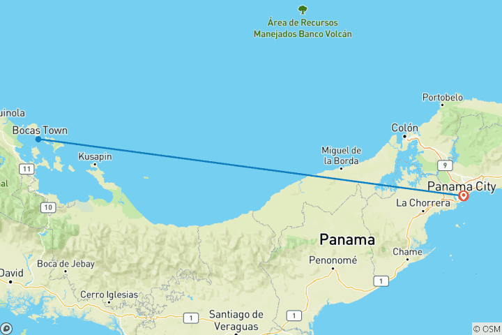 Kaart van Panama en Bocas del Toro: van het kanaal naar de Caribische eilanden