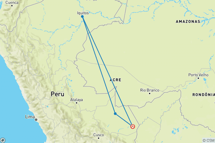 Mapa de Encantos del Amazonas de 3 días en Tambopata en Puerto Maldonado