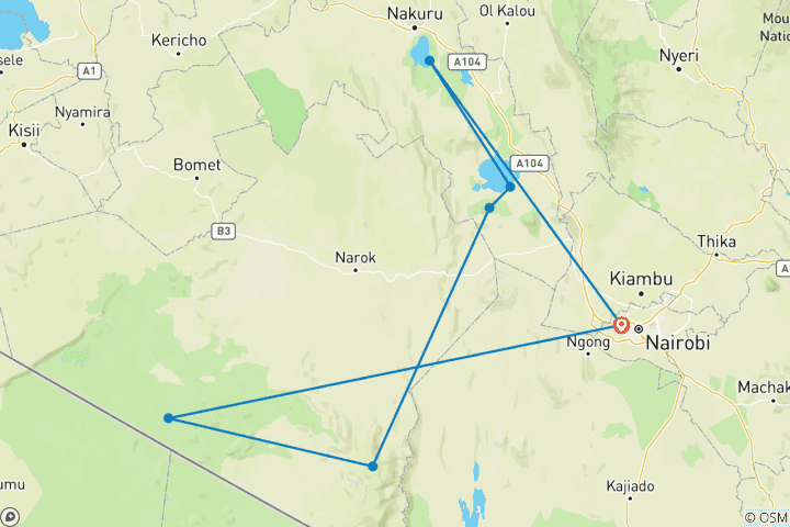 Map of 08 Days Kenya Classic  Family Safari