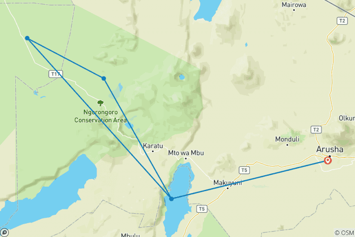 Karte von Kifaru Safari, Serena Lodges - private Tour