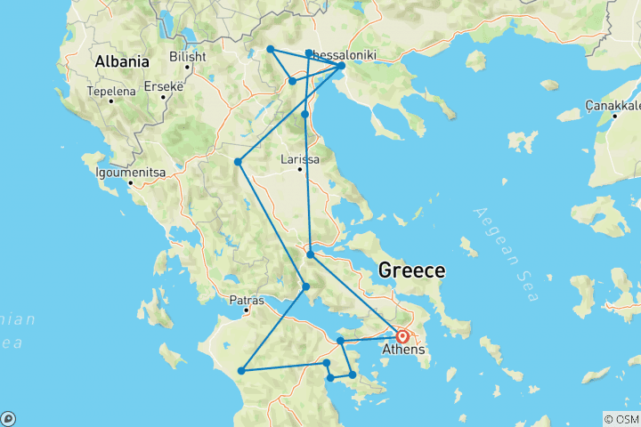 Map of Grand Tour in Greece