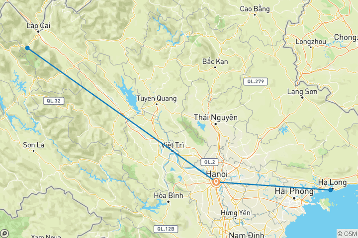 Map of Highlights of Northern Vietnam In 6 Days