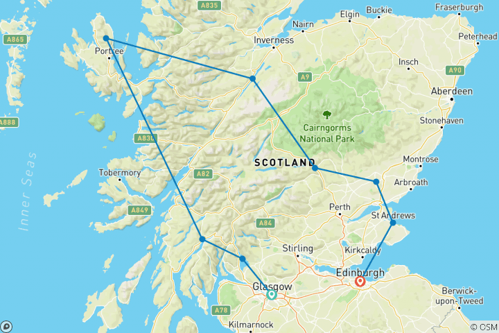 Carte du circuit Rêve écossais - 8 jours/7 nuits