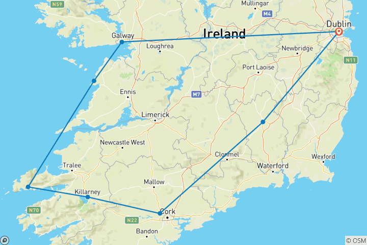 Map of The Irish Pub Tour - 9 Days/8 Nights