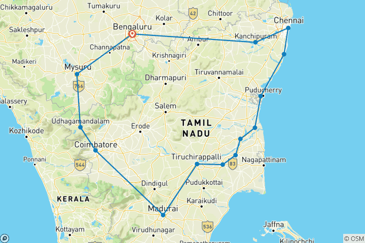 Map of Temples, Hills, and Palaces of South India