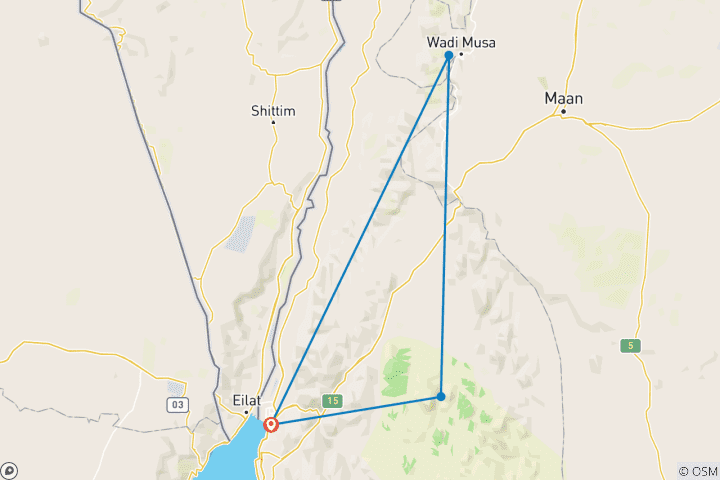 Karte von RAU Wadi Rum und Petra  für 03 Tage - 02 Nächte ab Aqaba Stadt (AQ-JHT-007)