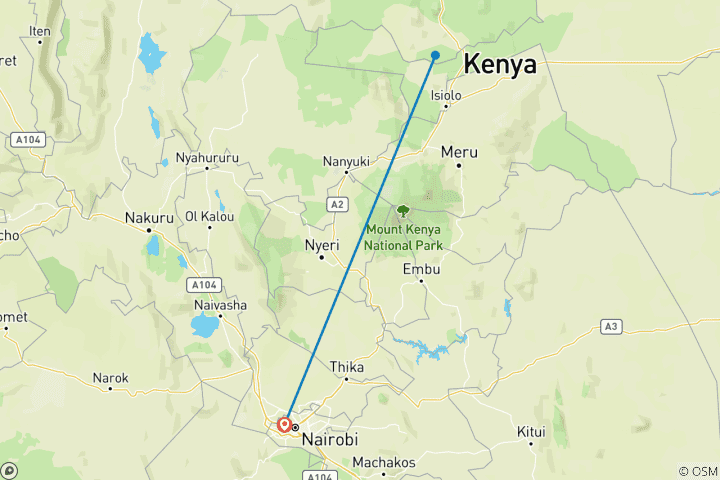 Map of 03 Days Kenya Lodge Safari to  Samburu National Reserve