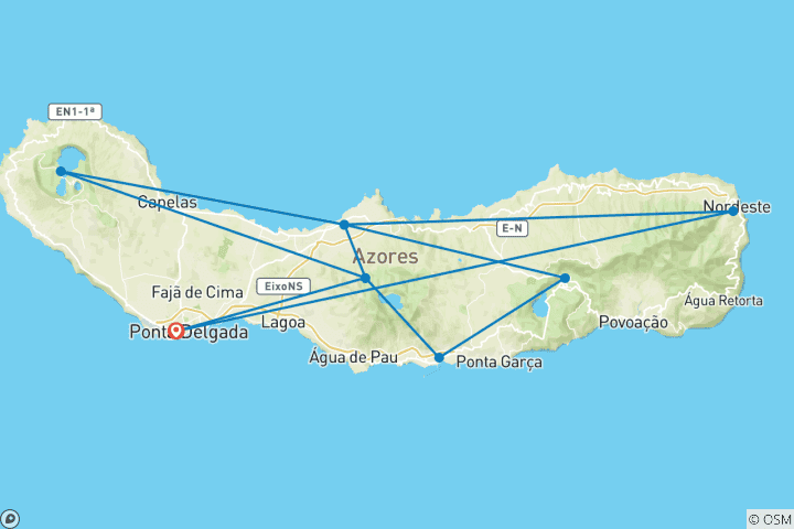Carte du circuit Le meilleur des Açores : 7 jours à São Miguel