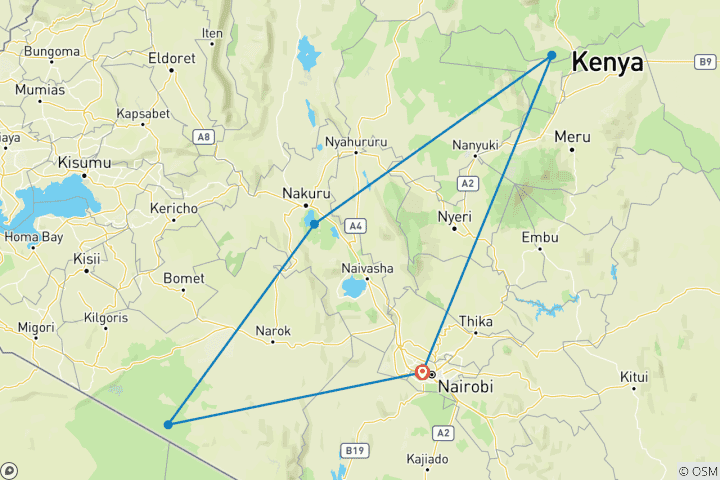 Carte du circuit Circuit à petit budget au Kenya en 8 jours -Samburu et Masai Mara - Expérience culturelle