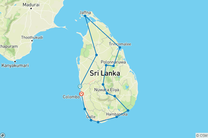 Carte du circuit Grand voyage du nord au sud