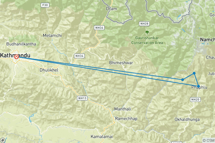 Carte du circuit Trek du Pikey Peak : 9 jours