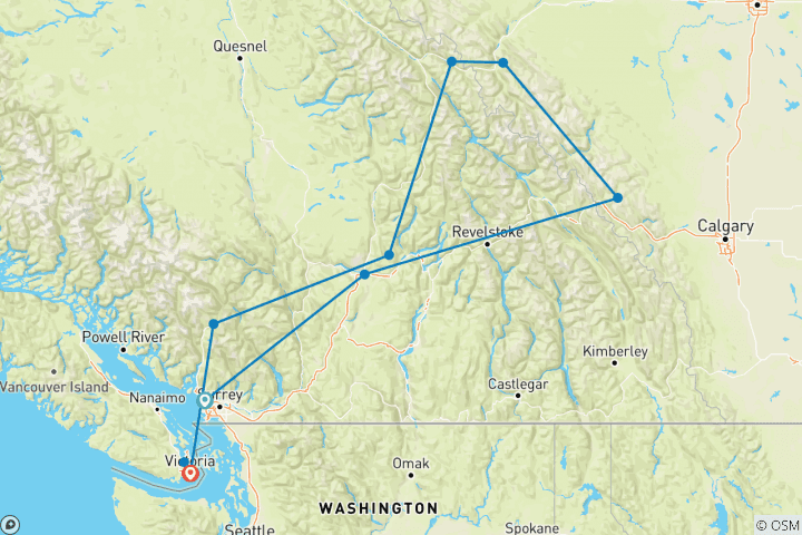 Mapa de Explorador de las Rocosas Vancouver → Victoria (2024)