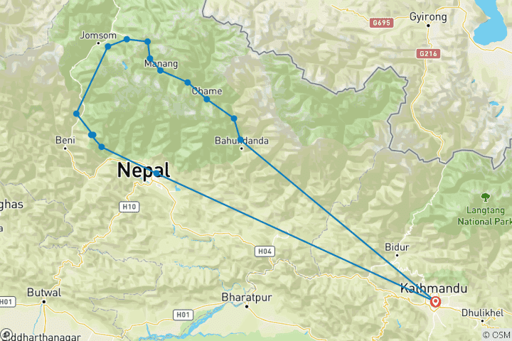 Map of Annapurna Circuit Trek