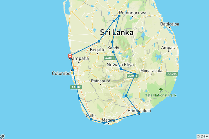 Map of Sri Lanka Deluxe Travels