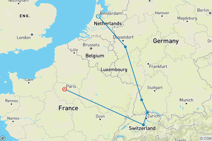 Map of Glimpse of Europe (End Paris, 7 Days)