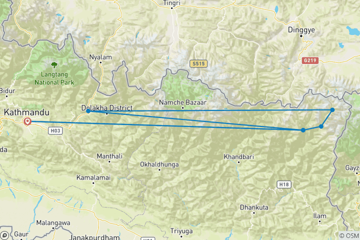 Karte von Kanchenjunga Bokto Gipfel Besteigung - 26 Tage, 25 Nächte