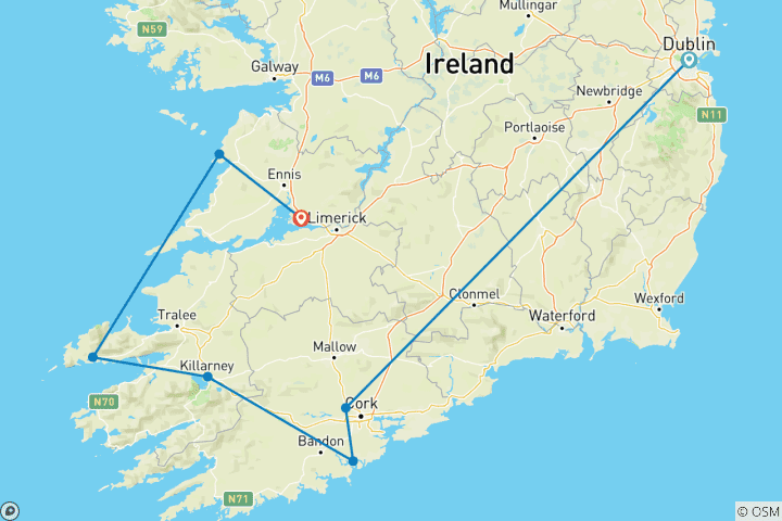 Carte du circuit Joyaux du Sud - 7 jours/6 nuits