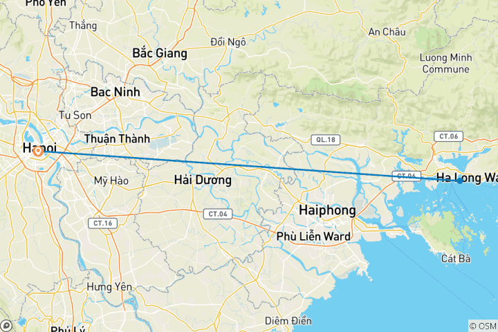 Mapa de Excursión familiar privada personalizada a Hanói con la Bahía de Halong, salida diaria y guía exclusivo