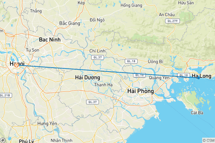 Map of Customized Private Hanoi Family Tour with Halong Bay, Daily Start