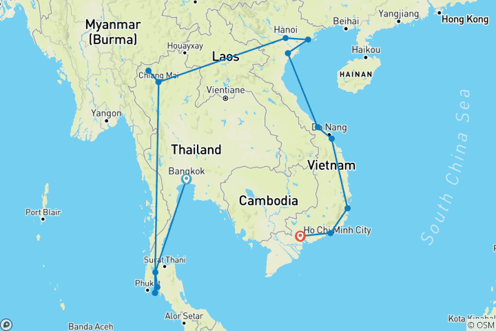 Map of Thailand & Vietnam - Feel Free Travel