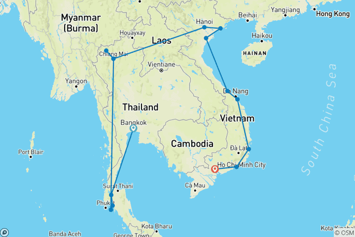Map of Thailand & Vietnam - Feel Free Travel