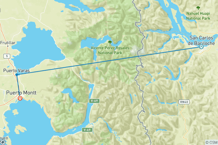 Map of 6 Days Unique Experience Lake Crossing Lakes & Mountains Region! New