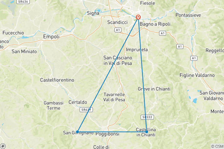 Carte du circuit Deux cœurs en Toscane : une escapade romantique pour 2 personnes