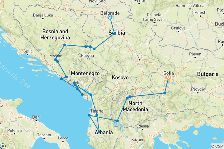 Mapa de Privado - Balcanes ocultos, 7 países