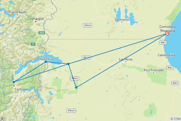Carte du circuit Argentine et Chili : Grotte des mains et Port Bertrand - 7 jours
