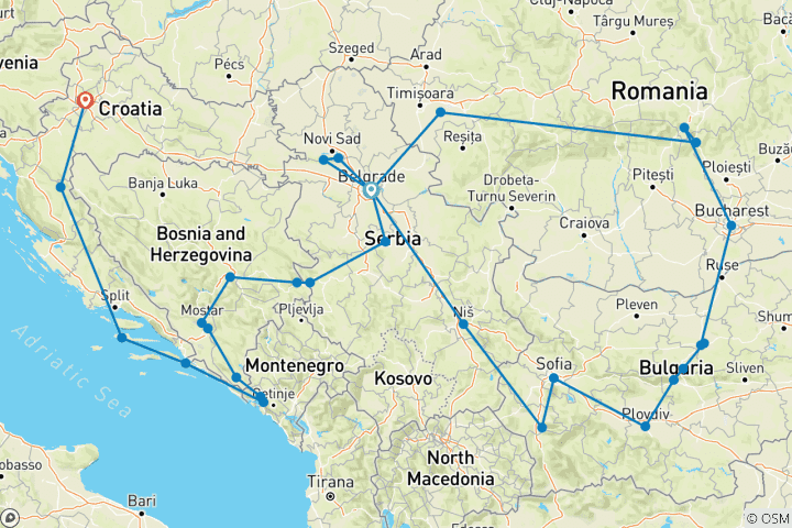 Map of Private - Balkan Grand Circle 22 days