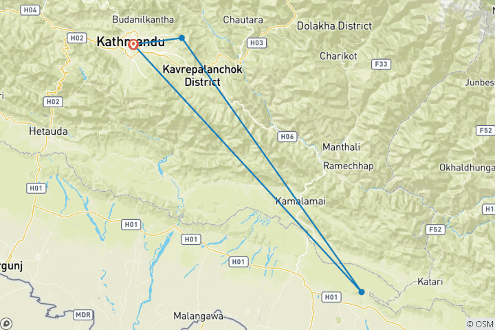 Karte von Chisapani Yoga Trekking Tour - 4 Tage