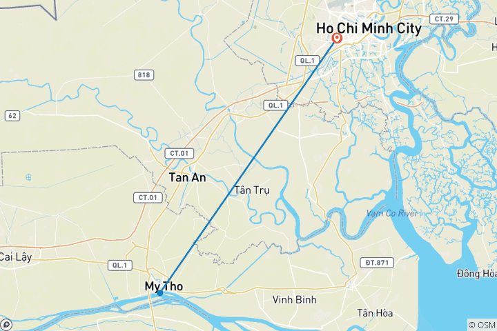 Carte du circuit Circuit familial dans le sud du Vietnam