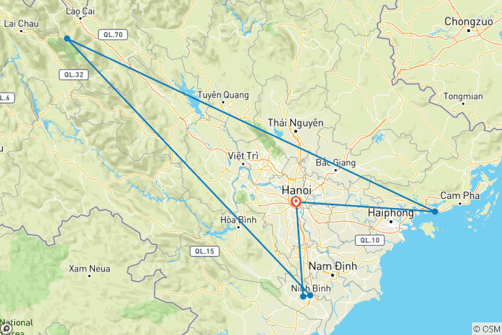 Kaart van DIEPGAANDE CULTUUR VAN VIETNAM: RONDREIS NOORD-VIETNAM