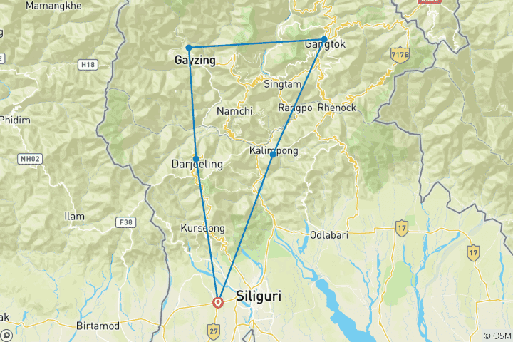 Map of Delight of North East - Sikkim & Bengal (A Budget Friendly Tour)