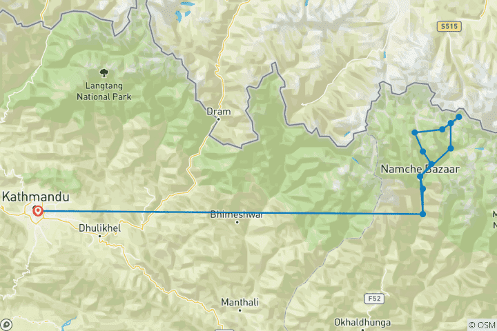 Map of Gokyo to Everest Base Camp Trek