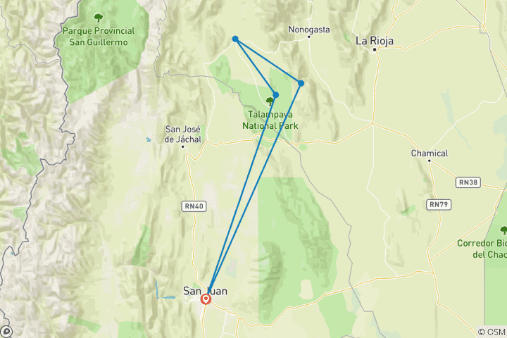 Map of Argentina: San Juan: Ischigualasto and Talampaya - 4 days