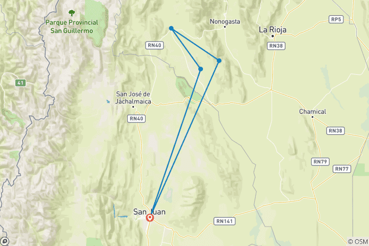 Map of Argentina - San Juan: Ischigualasto and Talampaya with Brave Lagoon - 5 days