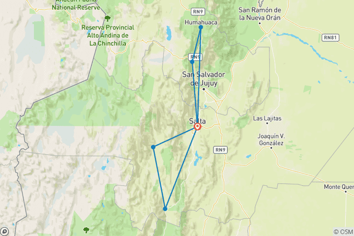 Map of AWESOME JOURNEY 7 DAYS THROUGH THE MAGNIFICENT NORTHWEST ARGENTINE