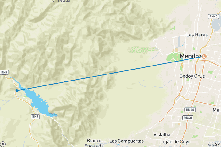 Carte du circuit 4 jours d'aventure à Mendoza - Beauté et adrénaline