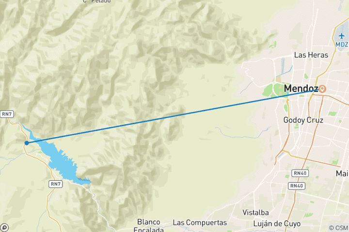 Map of 4 days Experiencing Mendoza - Secrets of Wine & Nature!