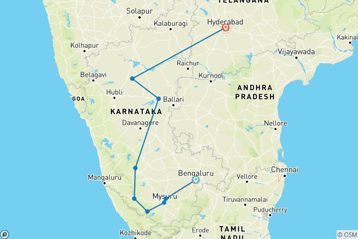 Karte von Karnataka Höhepunkte