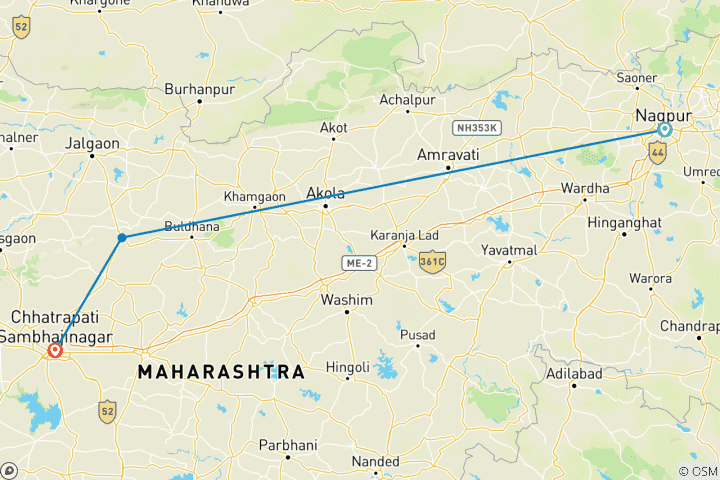 Map of Heritage and Wildlife Odyssey: Nagpur to Aurangabad Expedition