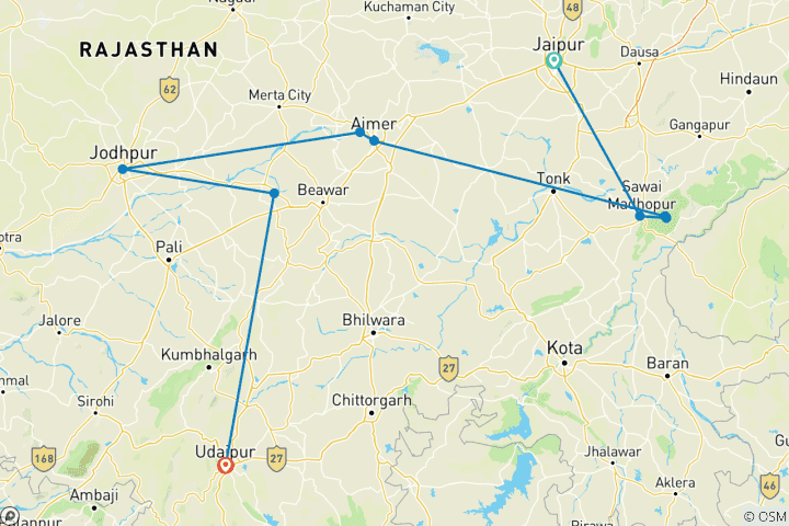 Map of Rajasthan Heritage Tour