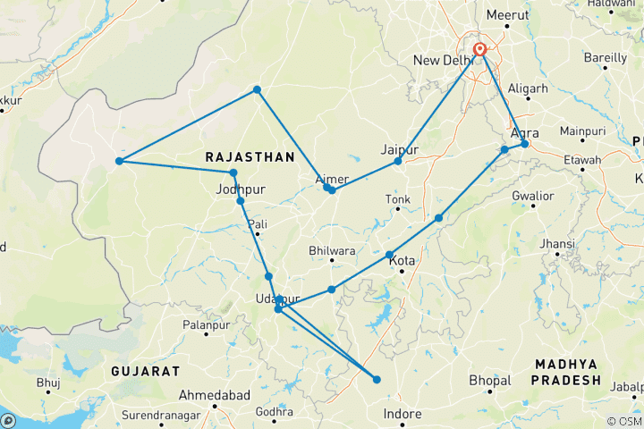 Kaart van Noord-Indiase vrouwentournee
