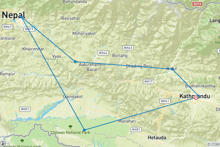 Kaart van Wonderen van Nepal