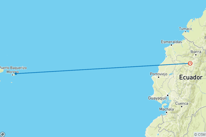 Carte du circuit 7 jours d'excursion à petit prix aux îles Galápagos à San Cristobal