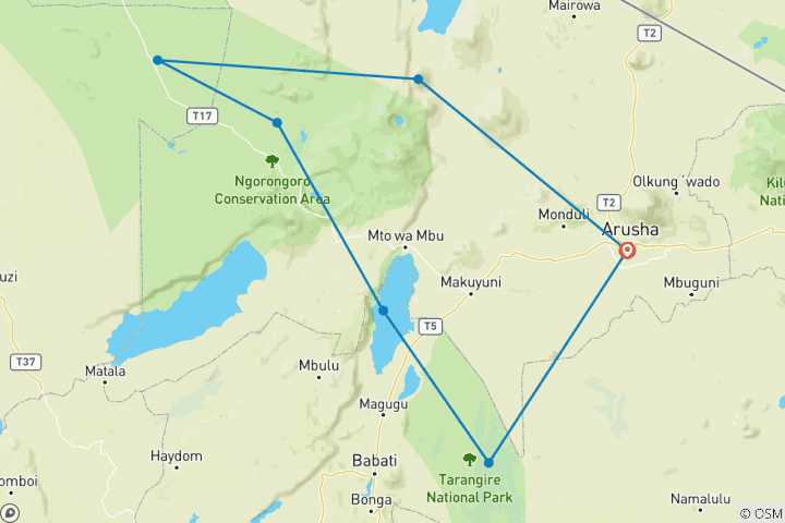 Map of 10 Days Best Of Tanzania Northern Circuit Game Drives, Hiking & Cultural Activities Wildlife Safari - Comfort